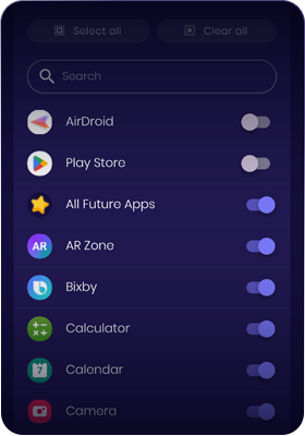 Apps filter screenshot